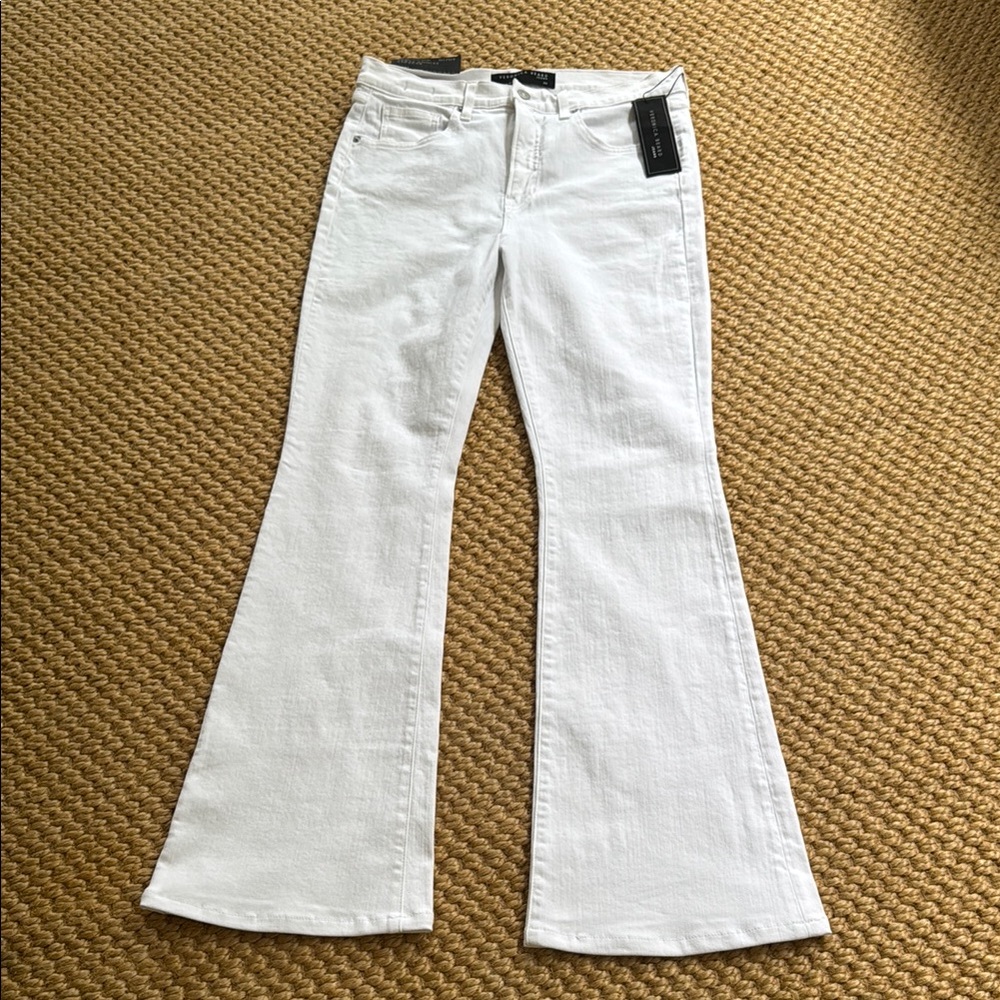 Veronica Beard White Flare Wide Leg Jeans